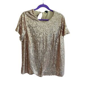 Torrid Women's 1X Gold Sequin‎ Short Sleeve Party Blouse